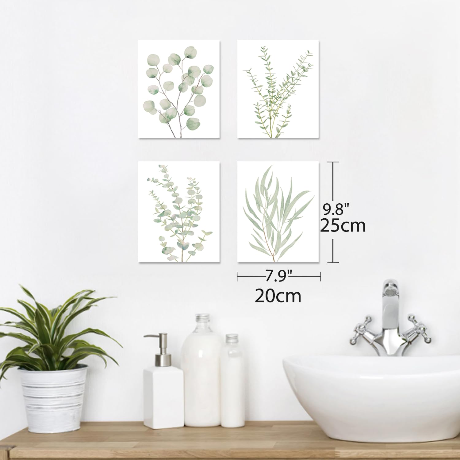 Set 4 Cuadros Botánicos Minimalistas para Pared 8x10"